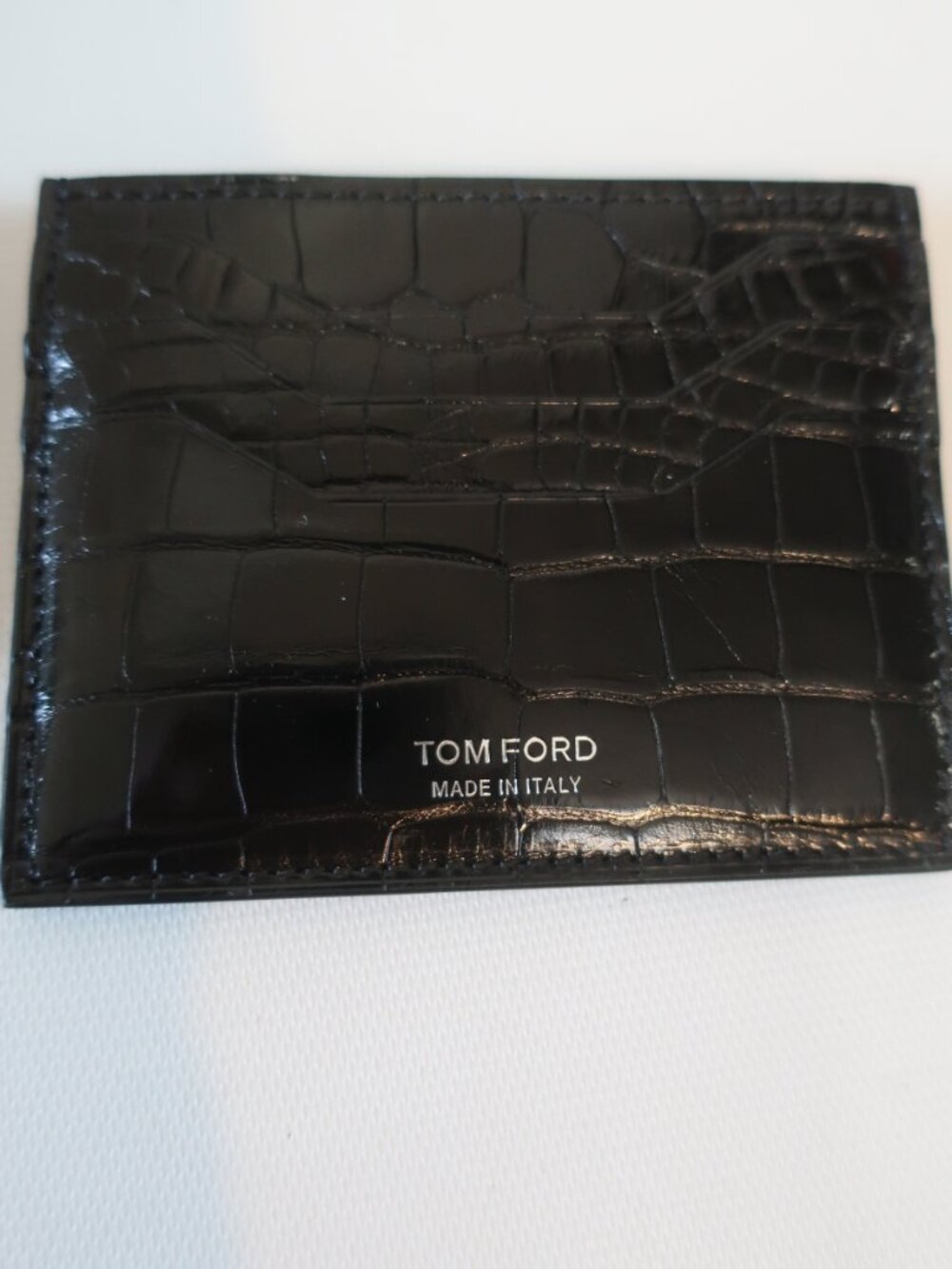 AUTHENTIC NIB Mens Tom Ford Black American Alligator Leather Card Holder Wallet